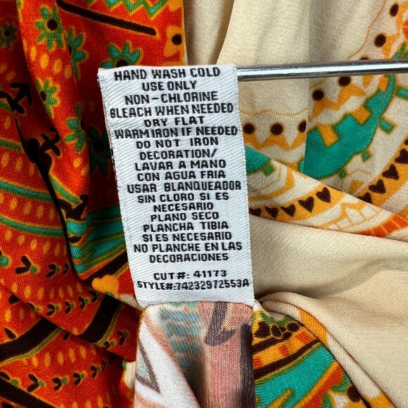 ECI Womens Mini Dress Boho Paisley Flowy Summer Back Tie Sz Large Vintage - Picture 5 of 13